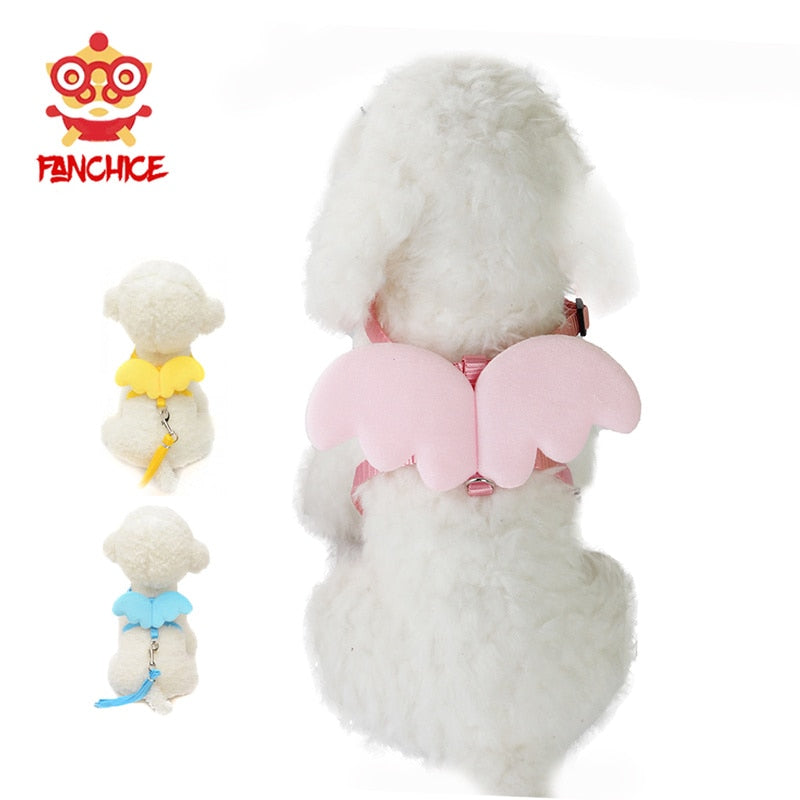 Angel Wing Pet Harness Small Pet Dog Rabbit Cat Chest Set Cute Collar Safety Belt Adjustable Outdoor Walking Leash Rope 6 Color