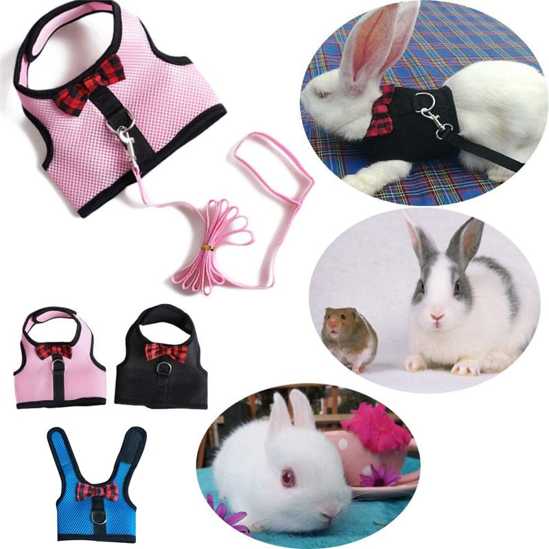 Rabbits Hamster lapin Vest Harness With Leash Bunny Mesh Chest Strap Harnesses Ferret Guinea Small Animals Pet Accessories