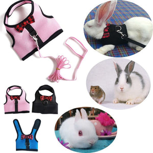 Rabbits Hamster lapin Vest Harness With Leash Bunny Mesh Chest Strap Harnesses Ferret Guinea Small Animals Pet Accessories