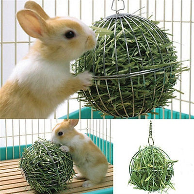 Faroot Stainless Steel Round  Sphere Feed Dispense Exercise Hanging Hay Ball Guinea Pig Hamster Rat Rabbit Pet Toy Hot Sale 1pc